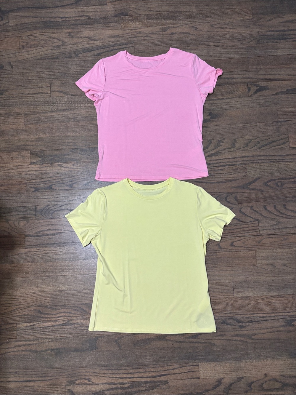 Short Sleeve Crew Tee - Pink & Pale Yellow